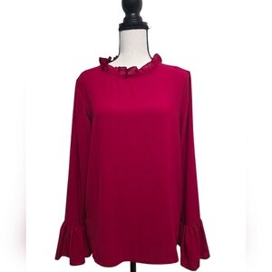 Elegant Ruffled Red Women's Top |  Adrienne Blouse